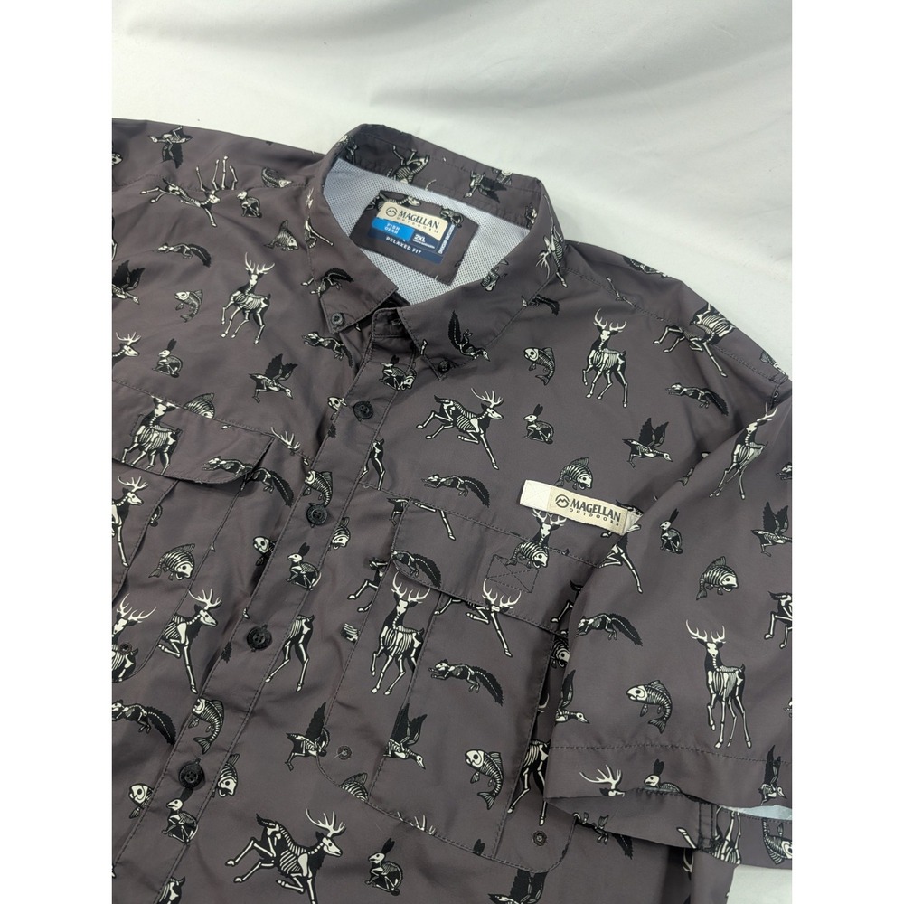 Magellan Outdoors  Laguna Madre Halloween Animal Bones 2.0 Fishing Shirt XXL